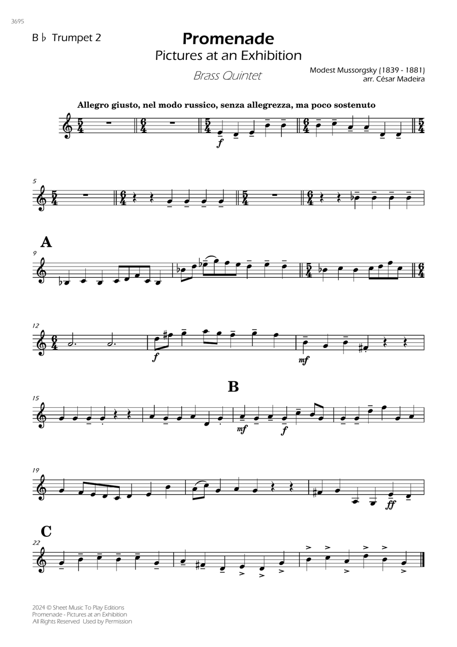 Pictures at an Exhibition - Promenade - Brass Quintet (Individual Parts) Brass Quintet scores gallery preview page 2