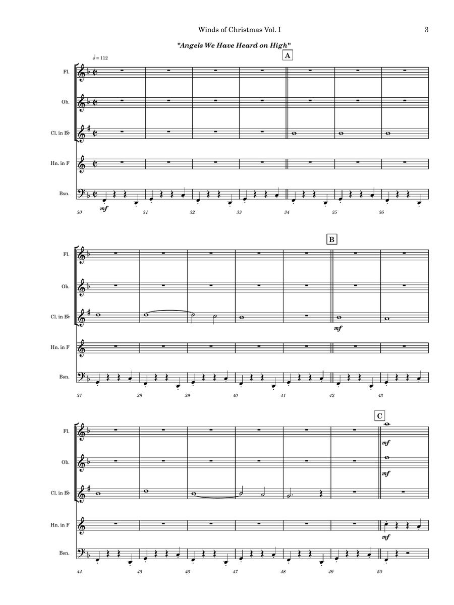 Winds of Christmas Vol. I Woodwind Quintet scores gallery preview page 4