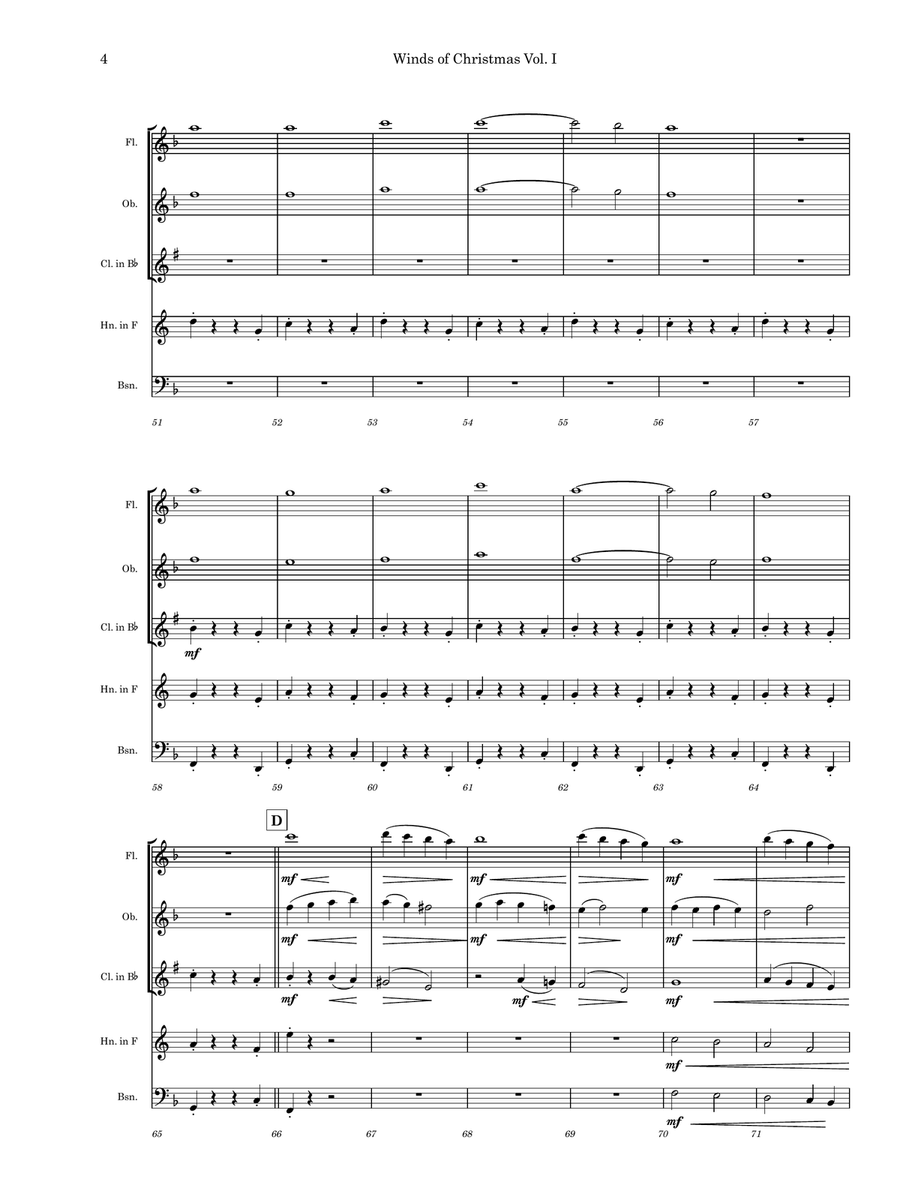 Winds of Christmas Vol. I Woodwind Quintet scores gallery preview page 5