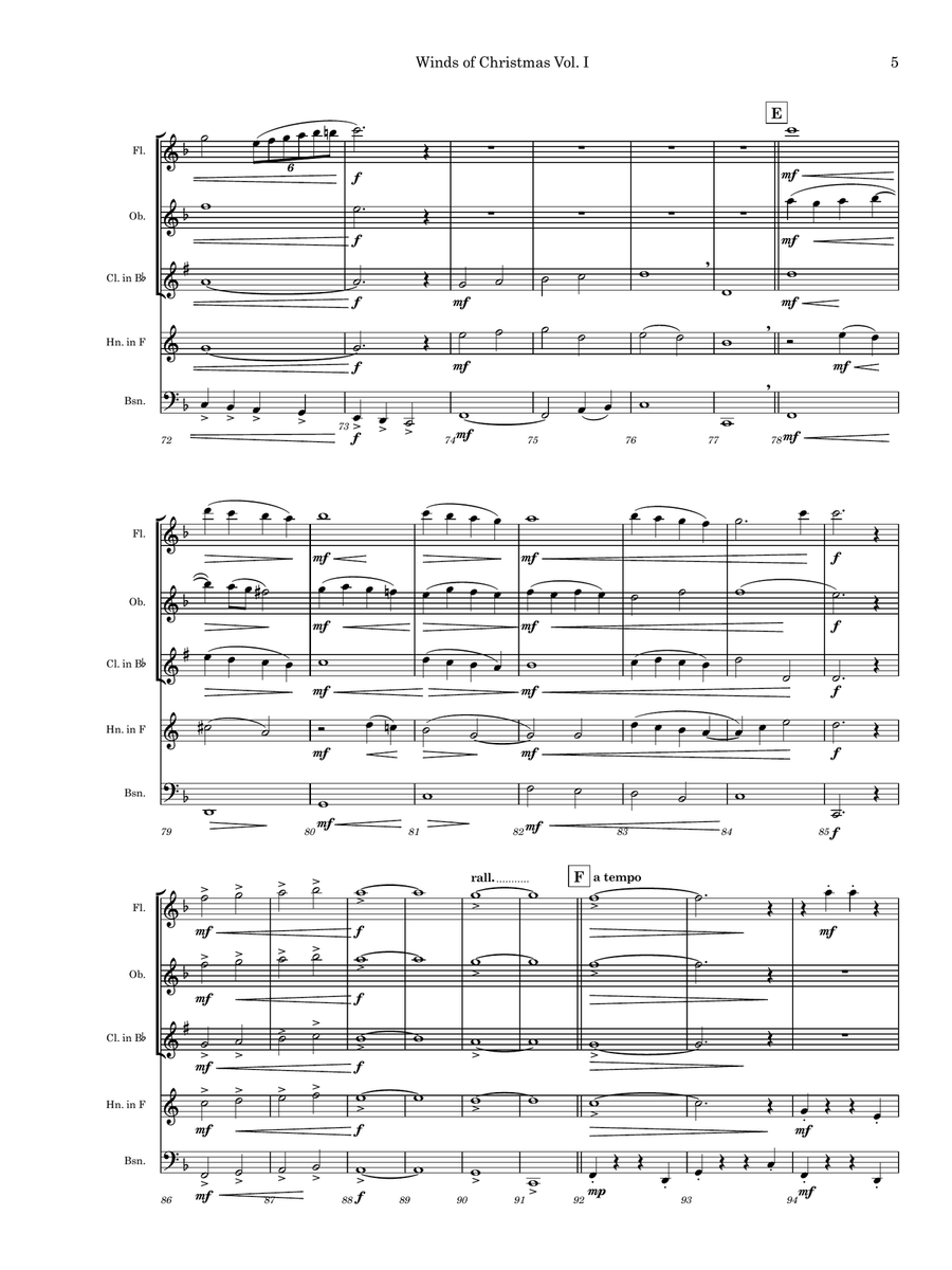 Winds of Christmas Vol. I Woodwind Quintet scores gallery preview page 6