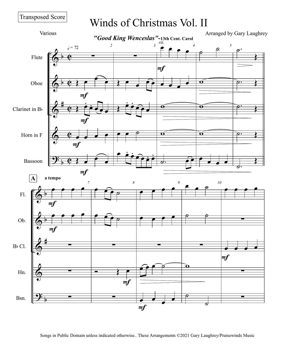 Winds of Christmas Vol. II Woodwind Quintet scores gallery preview page 2