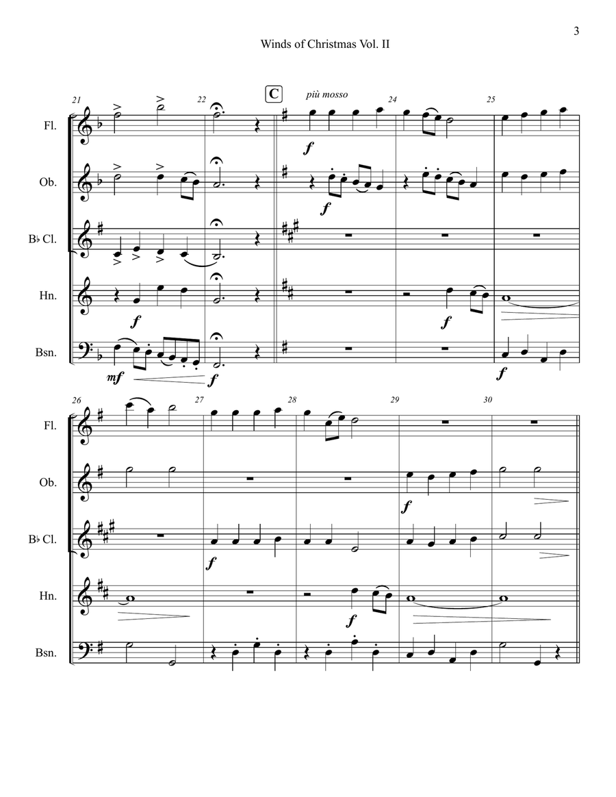 Winds of Christmas Vol. II Woodwind Quintet scores gallery preview page 4