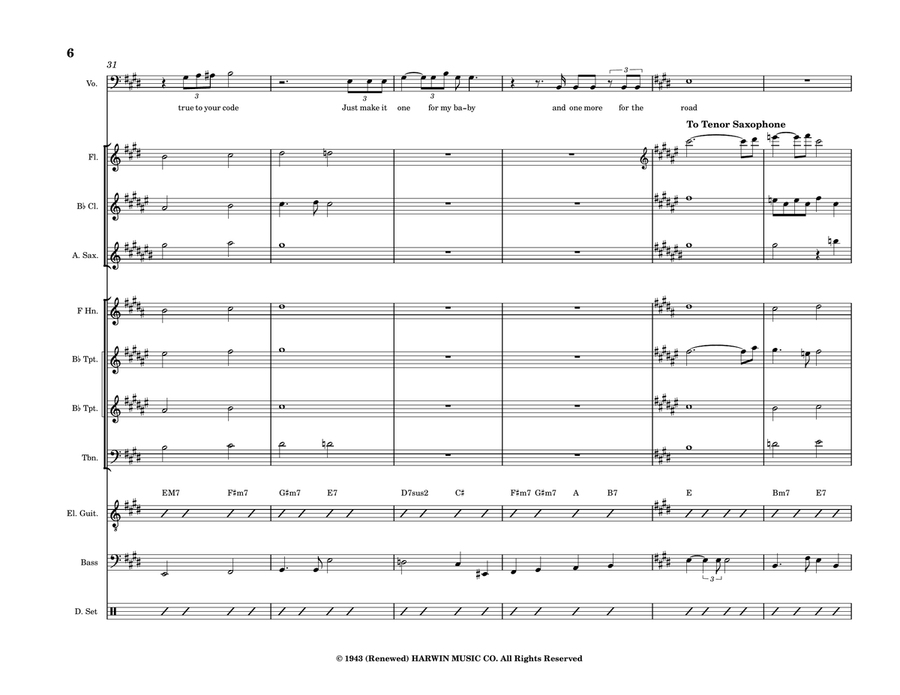 One For My Baby (And One More For The Road) Jazz Ensemble scores gallery preview page 6