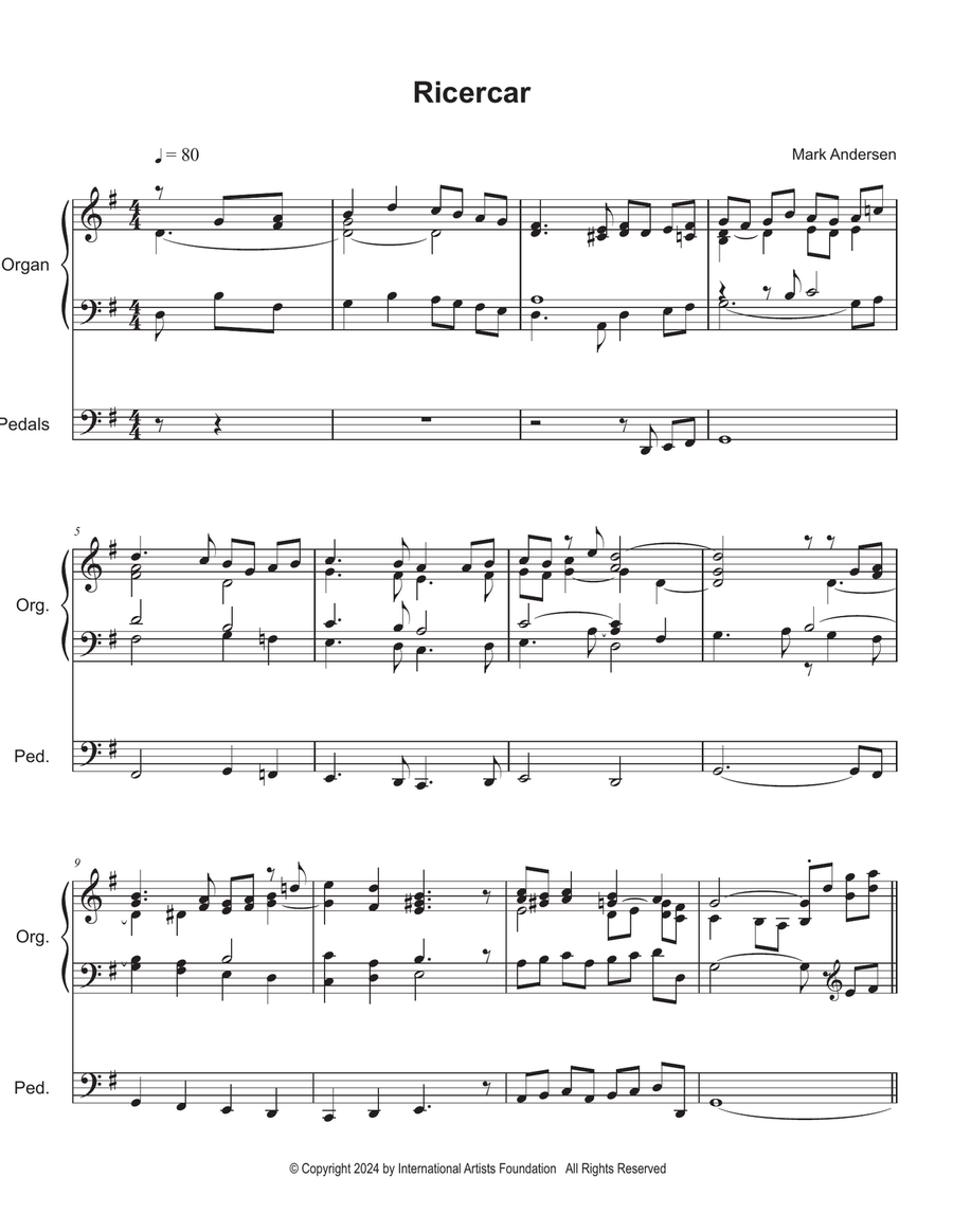 Ricarcer for organ by Mark Andersen Organ Solo scores gallery preview page 2