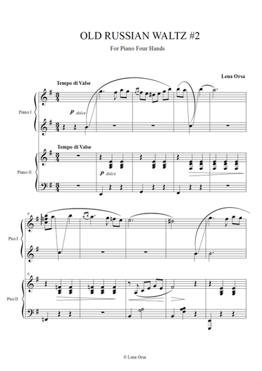 Old Russian Waltz #2 for Piano Four Hands