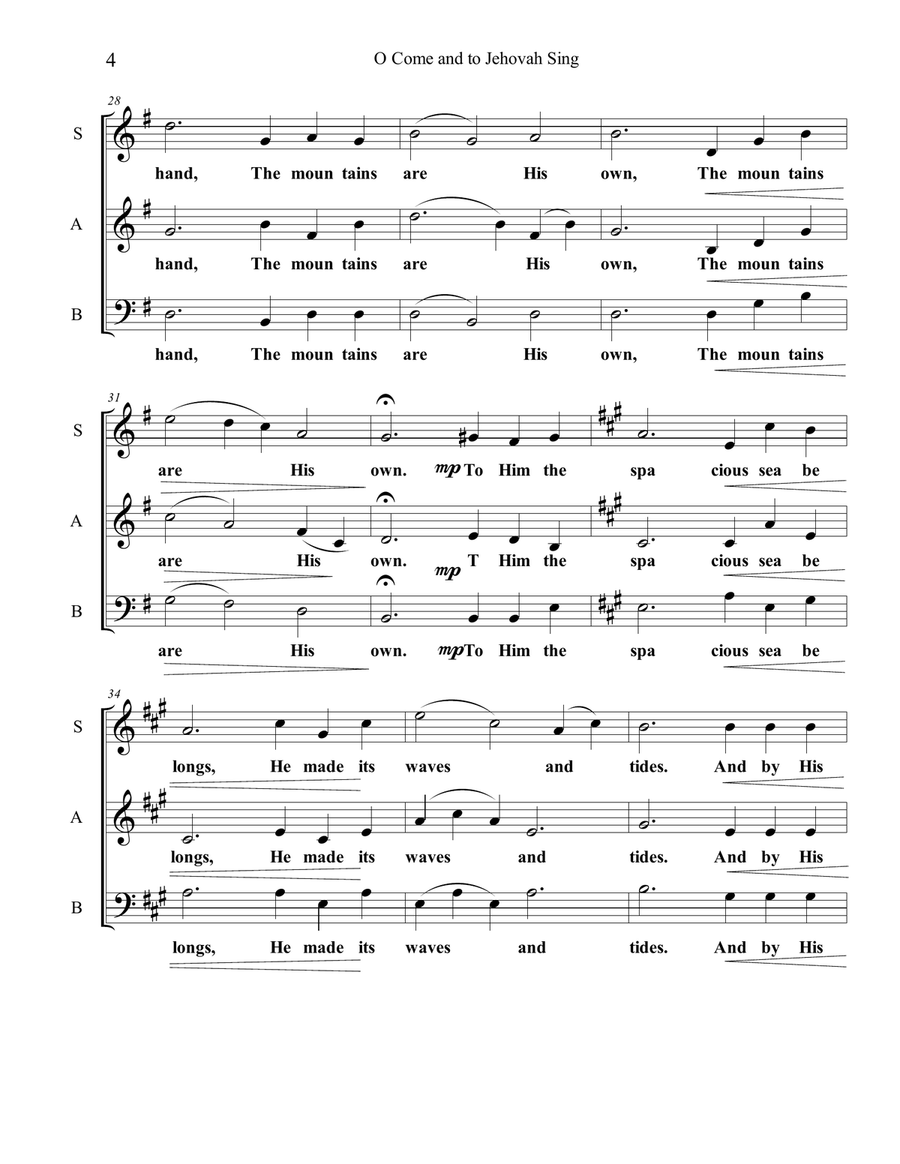 O Come and to Jehovah Sing 3-Part scores gallery preview page 4
