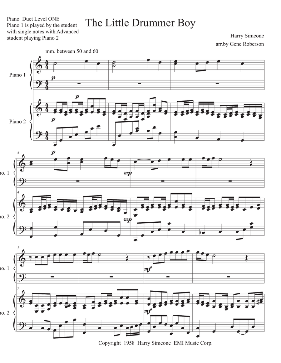 The Little Drummer Boy The Little Drummer Boy 1 Piano, 4-Hands scores gallery preview page 2
