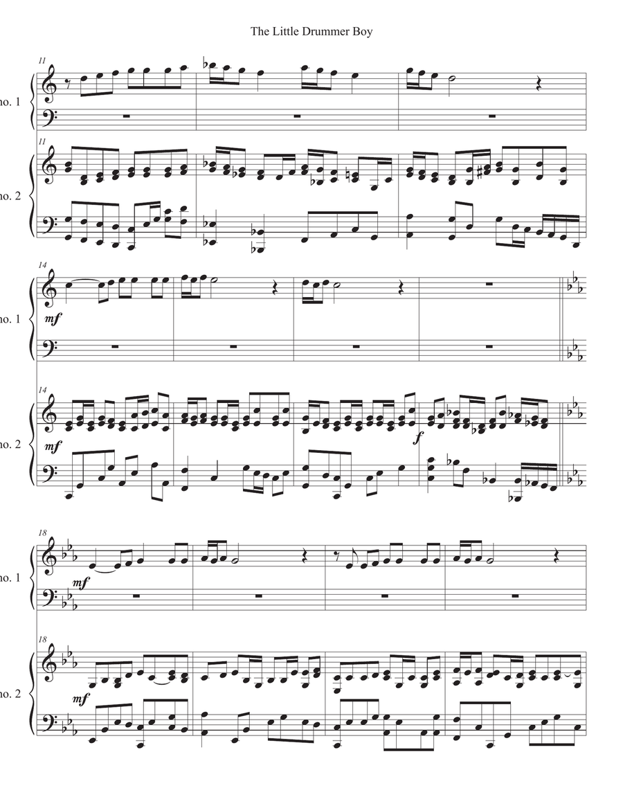 The Little Drummer Boy The Little Drummer Boy 1 Piano, 4-Hands scores gallery preview page 3