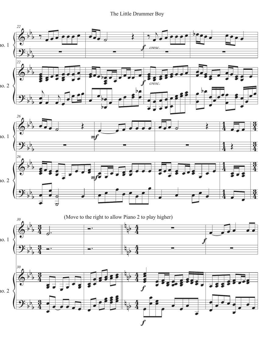 The Little Drummer Boy The Little Drummer Boy 1 Piano, 4-Hands scores gallery preview page 4