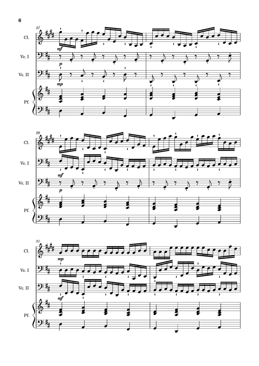Canon in D Major, P.37; T.337. Clarinet, Cello Duet, Piano. Score and Parts. Small Ensemble scores gallery preview page 6