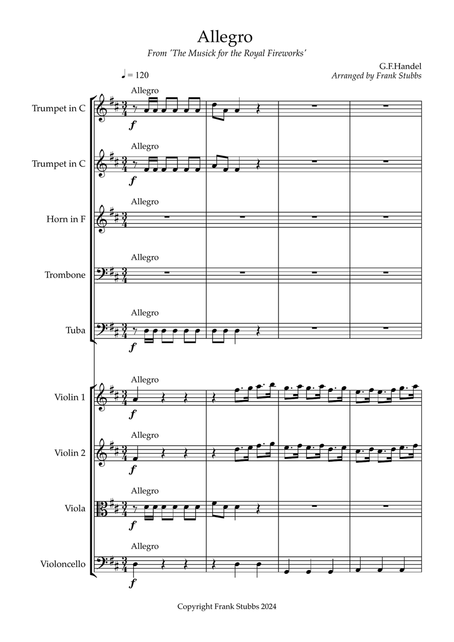 Allegro from 'The Musick for the Royal Fireworks' Large Ensemble scores gallery preview page 2