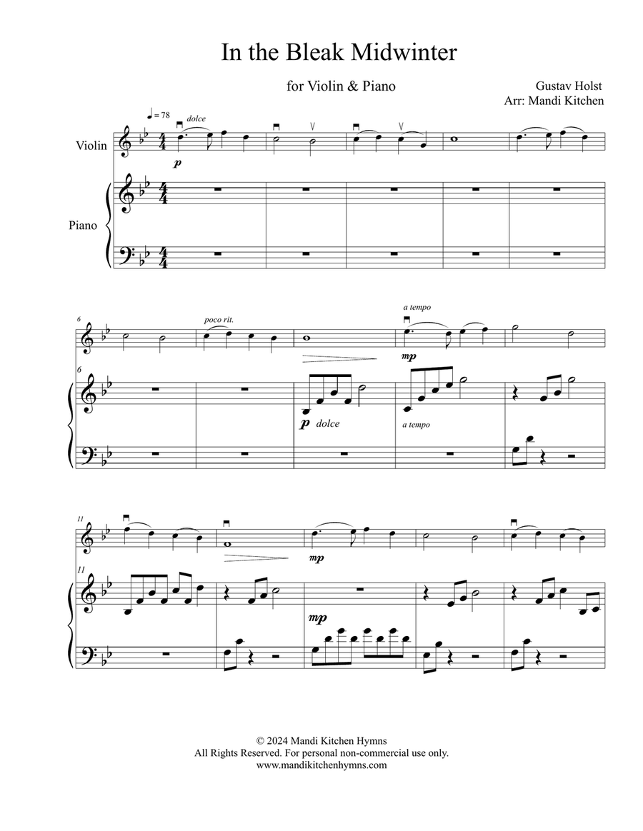 In the Bleak Midwinter String Duet scores gallery preview page 2