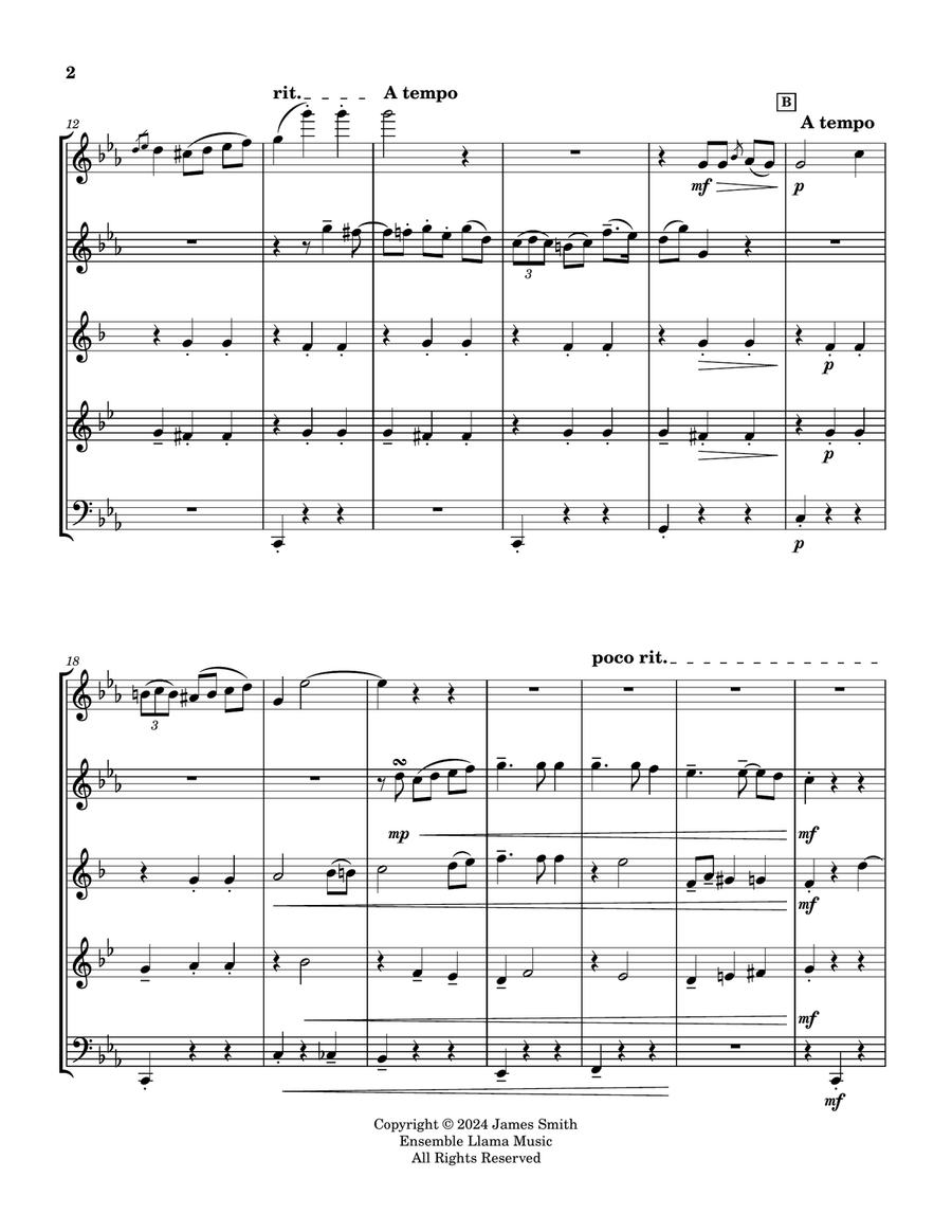 [Untitled Waltz] Arranged For Wind Quintet Woodwind Quintet scores gallery preview page 2