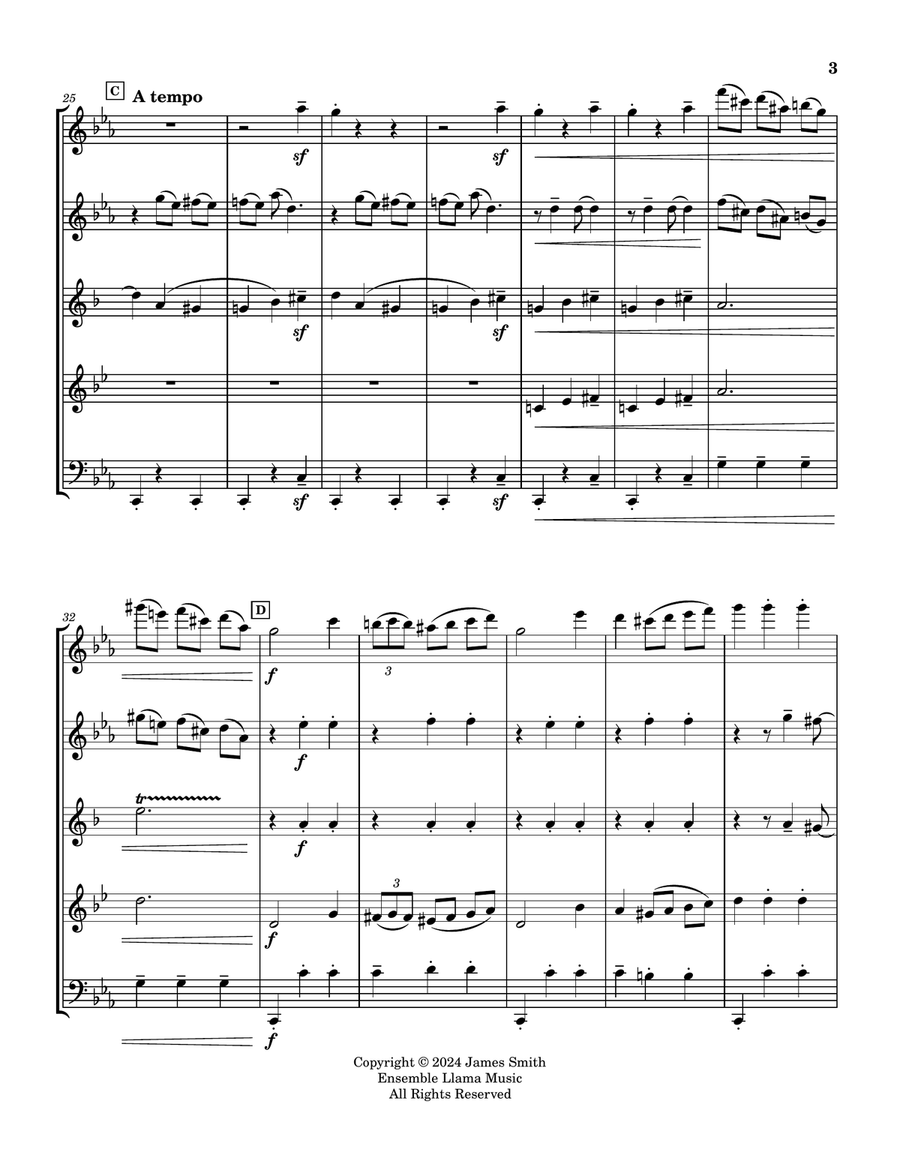 [Untitled Waltz] Arranged For Wind Quintet Woodwind Quintet scores gallery preview page 3