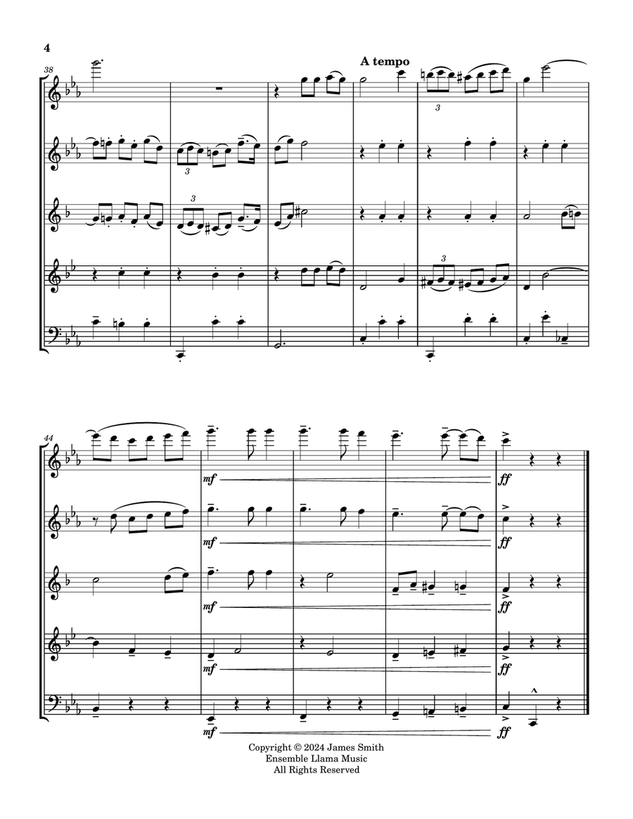 [Untitled Waltz] Arranged For Wind Quintet Woodwind Quintet scores gallery preview page 4