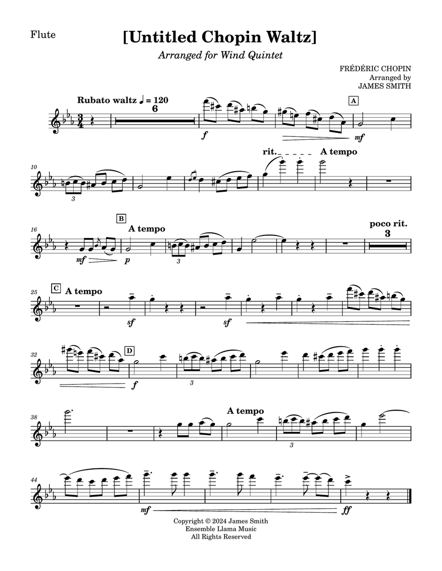 [Untitled Waltz] Arranged For Wind Quintet Woodwind Quintet scores gallery preview page 5
