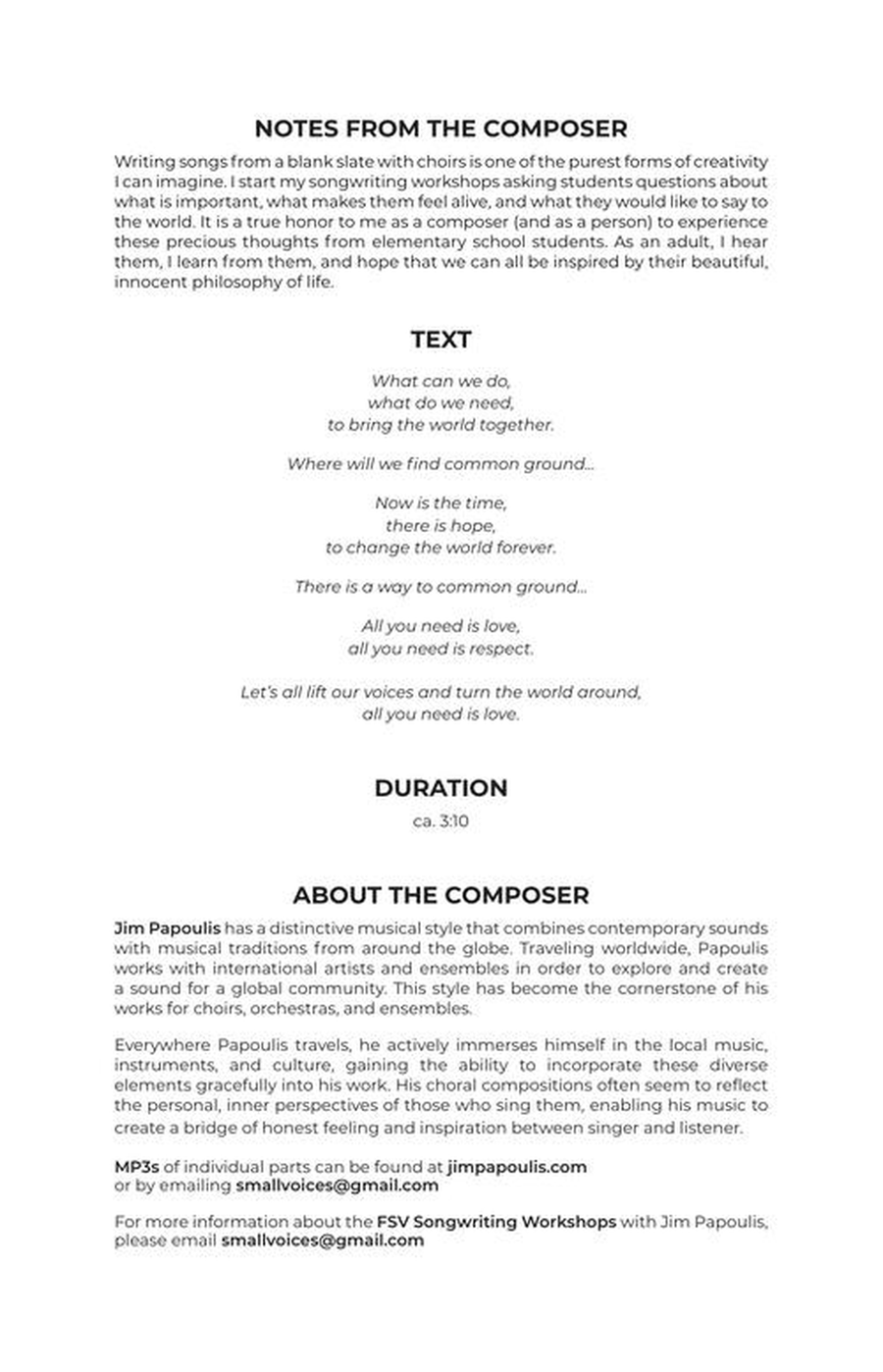 All You Need All You Need Unison Choir scores gallery preview page 3
