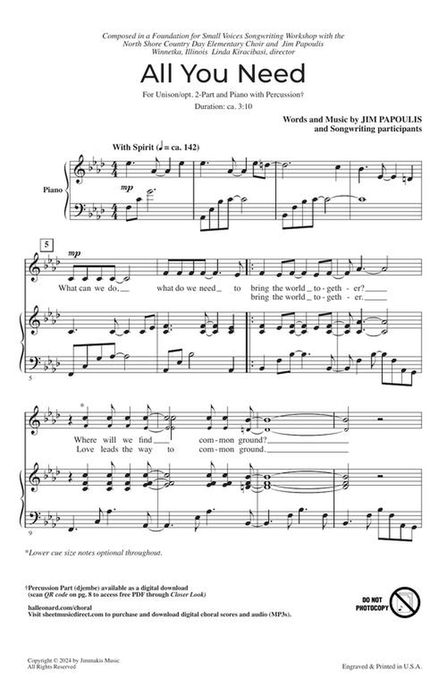 All You Need All You Need Unison Choir scores gallery preview page 4