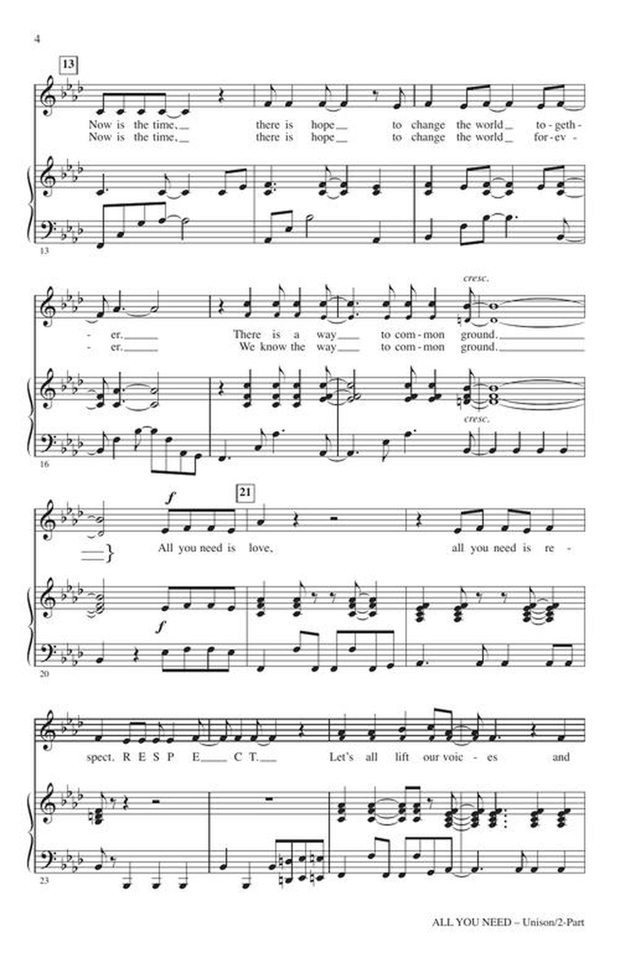 All You Need All You Need Unison Choir scores gallery preview page 5