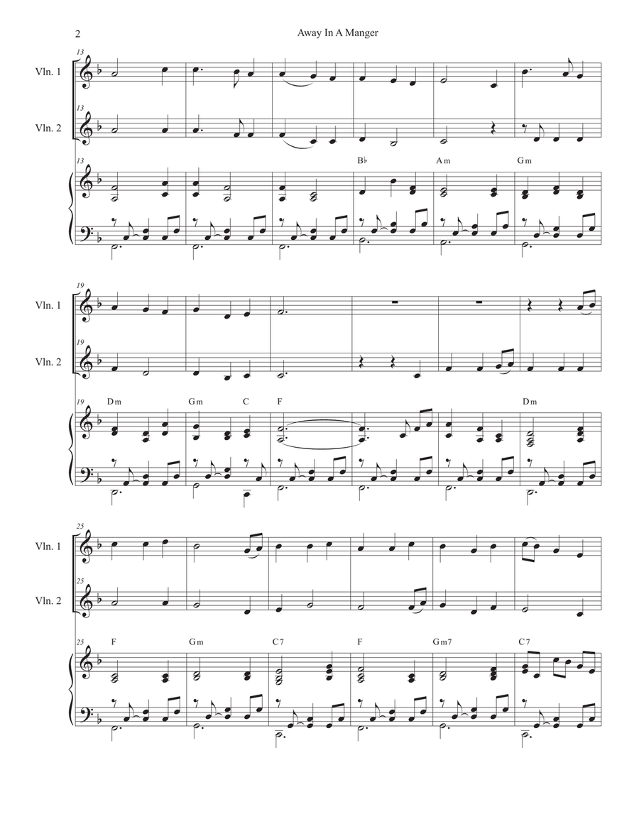 Away In A Manger (Violin Duet) String Duet scores gallery preview page 2