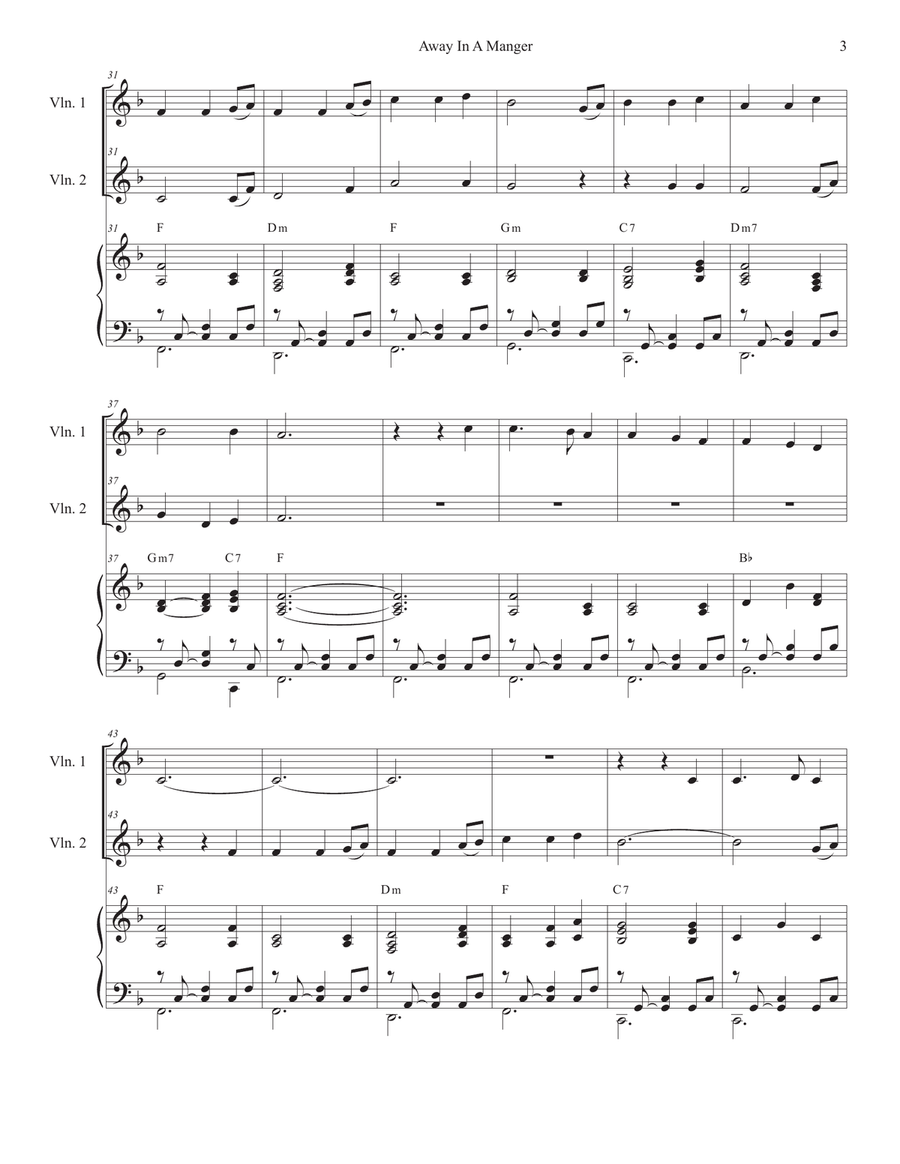 Away In A Manger (Violin Duet) String Duet scores gallery preview page 3