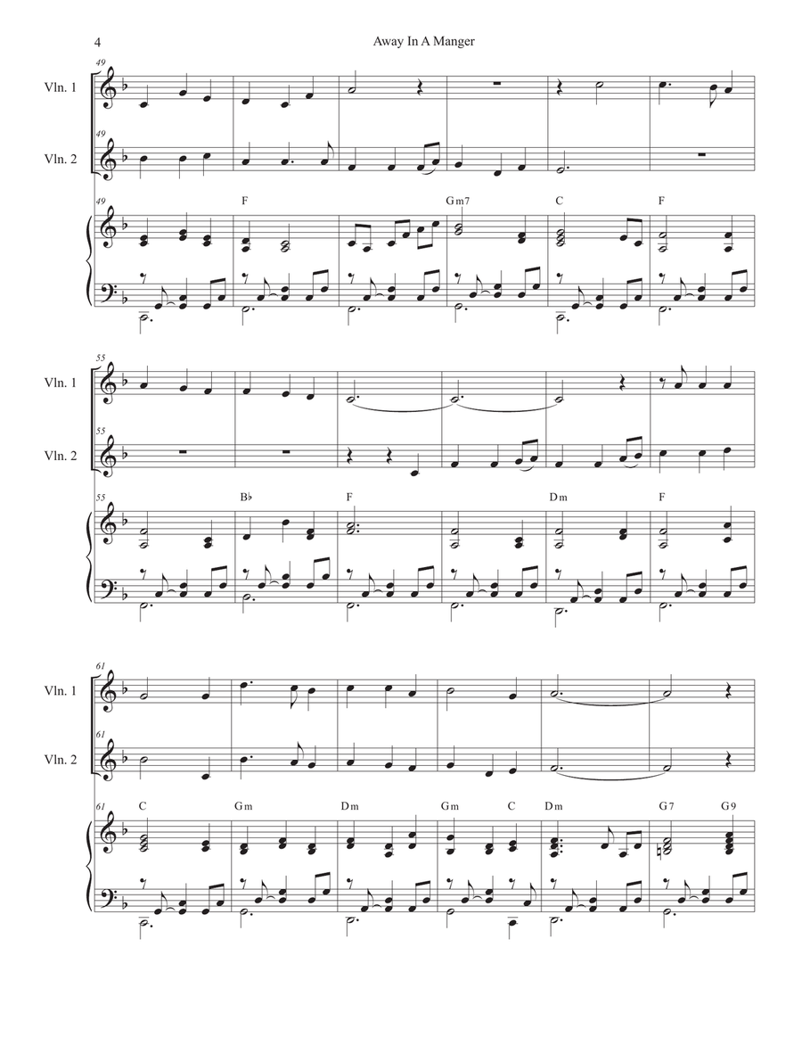Away In A Manger (Violin Duet) String Duet scores gallery preview page 4