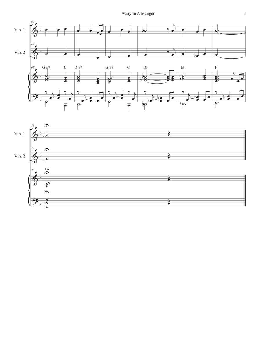 Away In A Manger (Violin Duet) String Duet scores gallery preview page 5