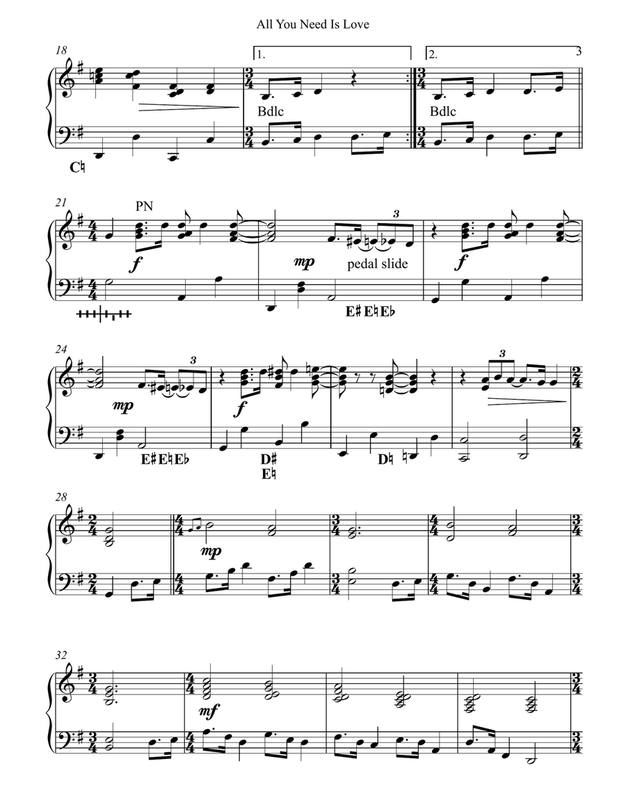 All You Need Is Love All You Need Is Love Pedal Harp scores gallery preview page 3