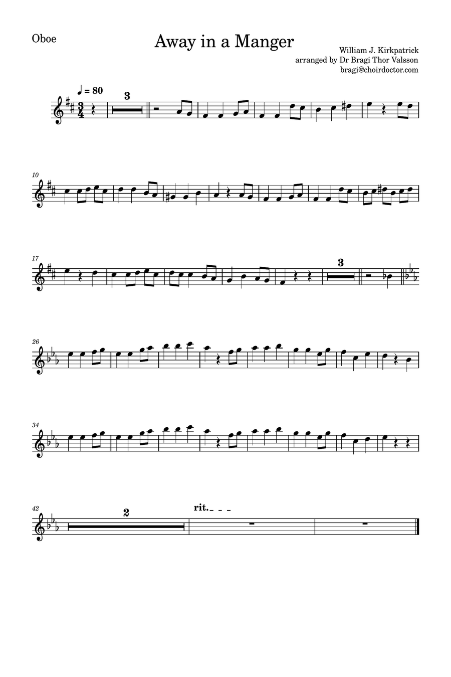 Away in a Manger - Flute and Oboe with Piano accompaniment Woodwind Duet scores gallery preview page 6