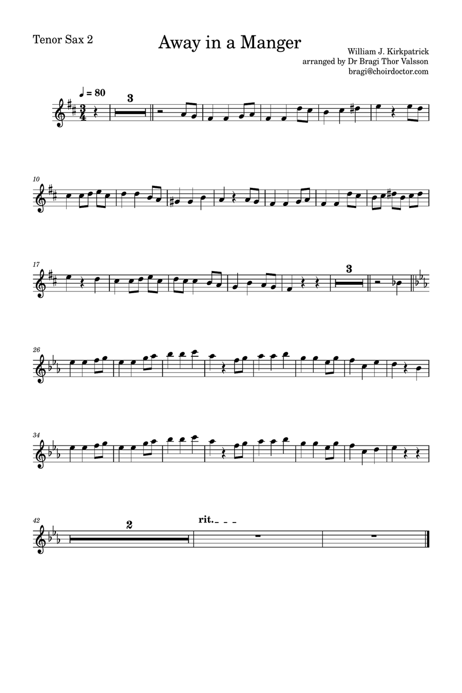 Away in a Manger - two Tenor Saxophones with Piano accompaniment Woodwind Duet scores gallery preview page 6