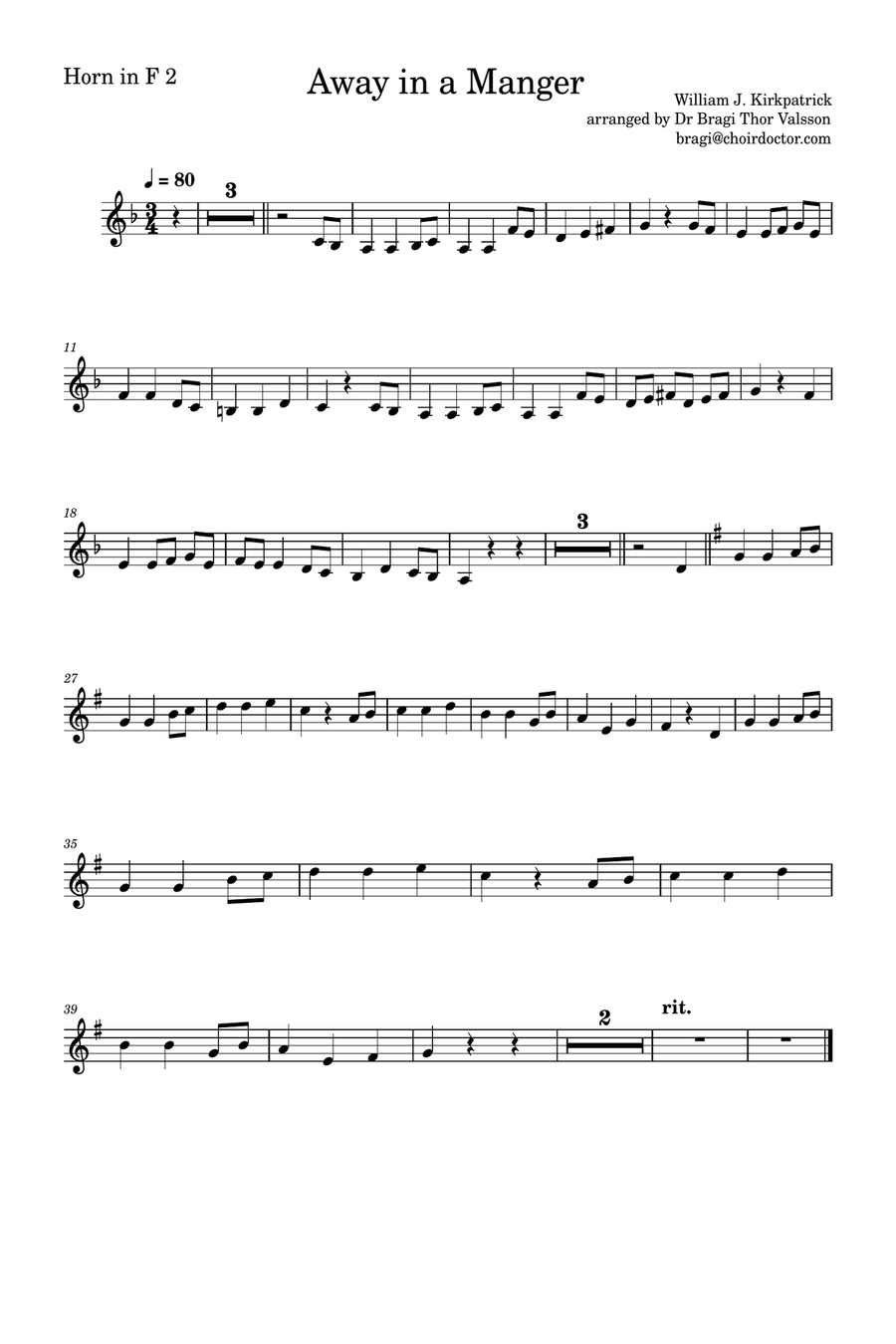 Away in a Manger - two French Horns with Piano accompaniment Brass Duet scores gallery preview page 6
