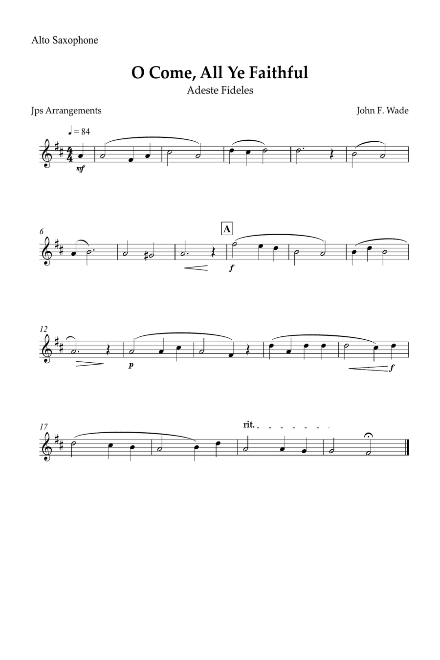 O Come, All Ye Faithful for Sax quartet Saxophone Quartet scores gallery preview page 4
