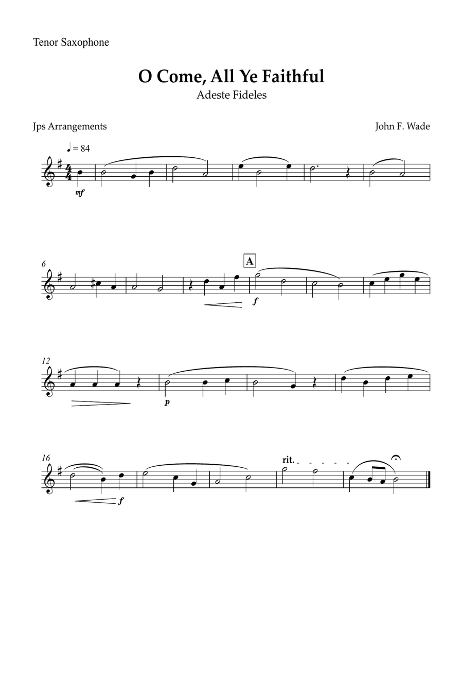 O Come, All Ye Faithful for Sax quartet Saxophone Quartet scores gallery preview page 5