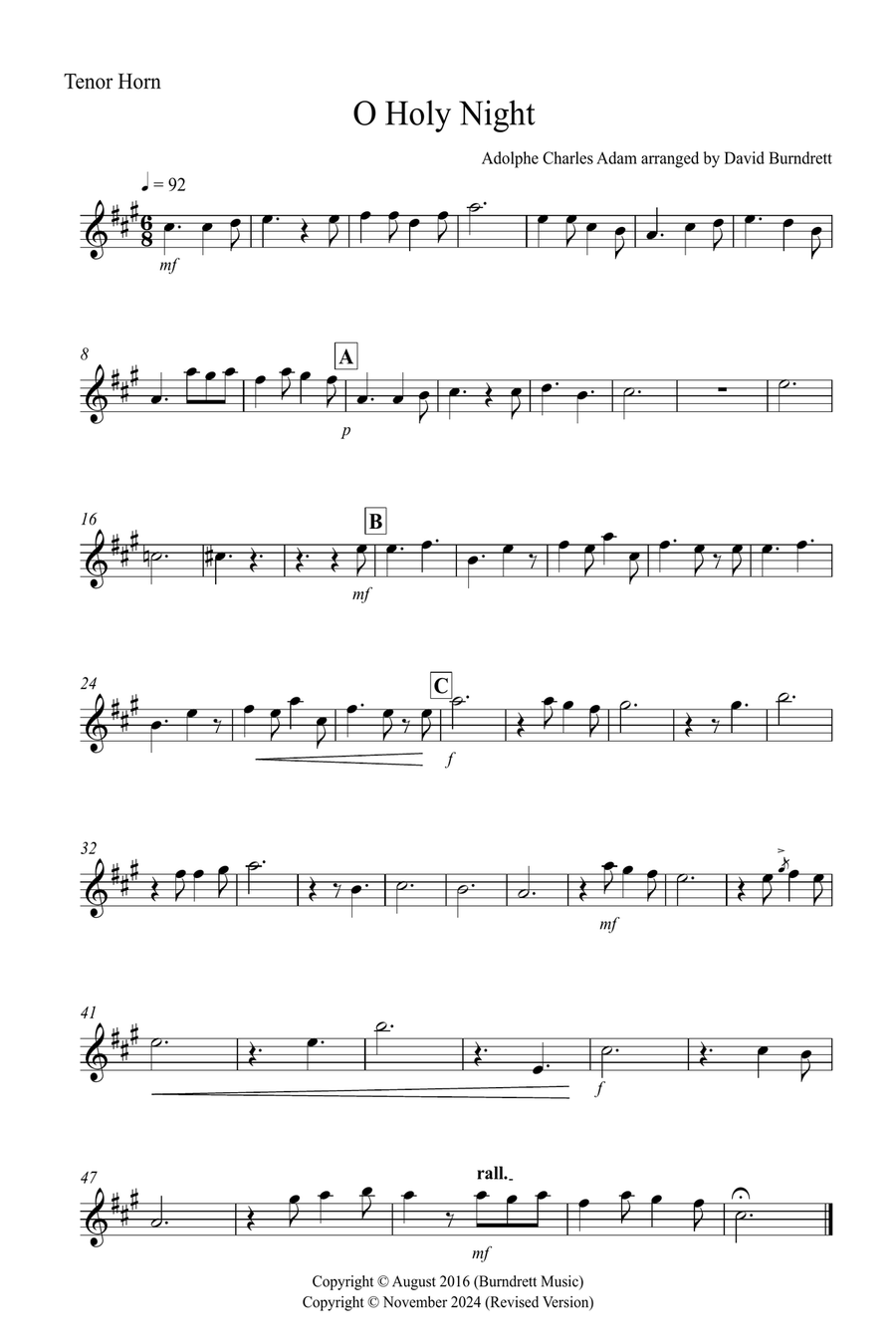 O Holy Night for Tenor Horn and Violin Duet Horn scores gallery preview page 3