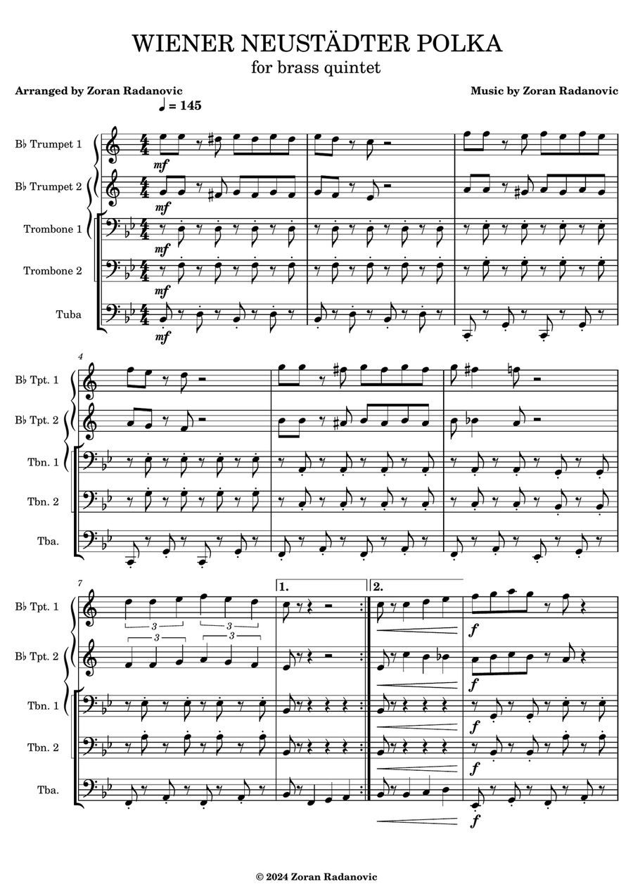 Wiener Neustädter Polka - for brass quintet Brass Quintet scores gallery preview page 6