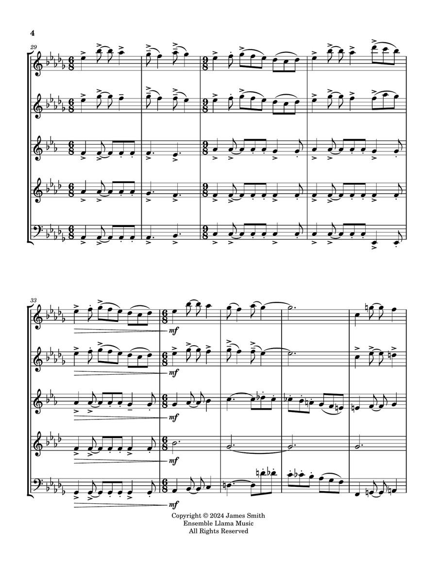The Green Dancers Woodwind Quintet scores gallery preview page 5
