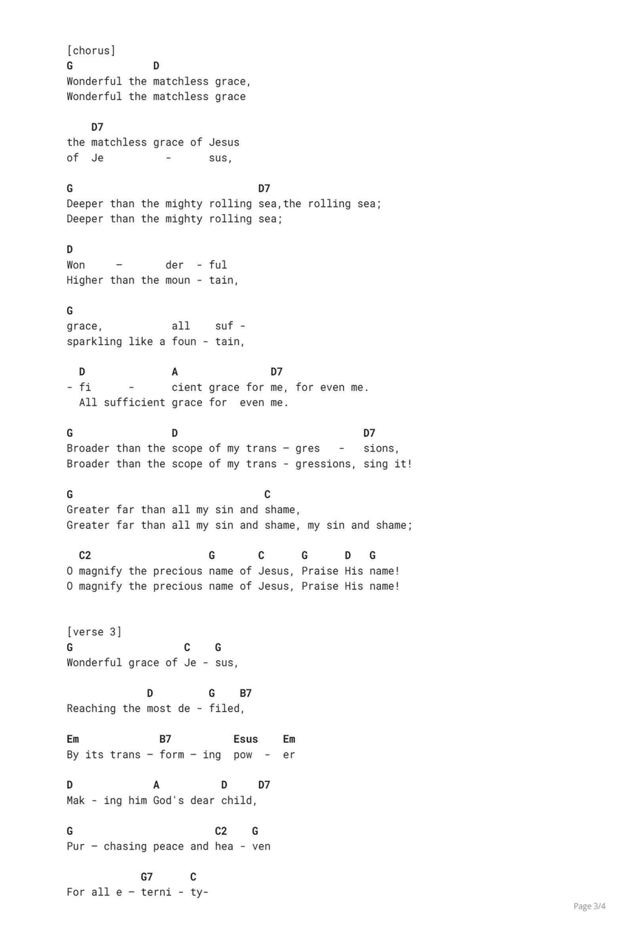Wonderful Grace of Jesus Wonderful Grace of Jesus Classical Guitar scores gallery preview page 3