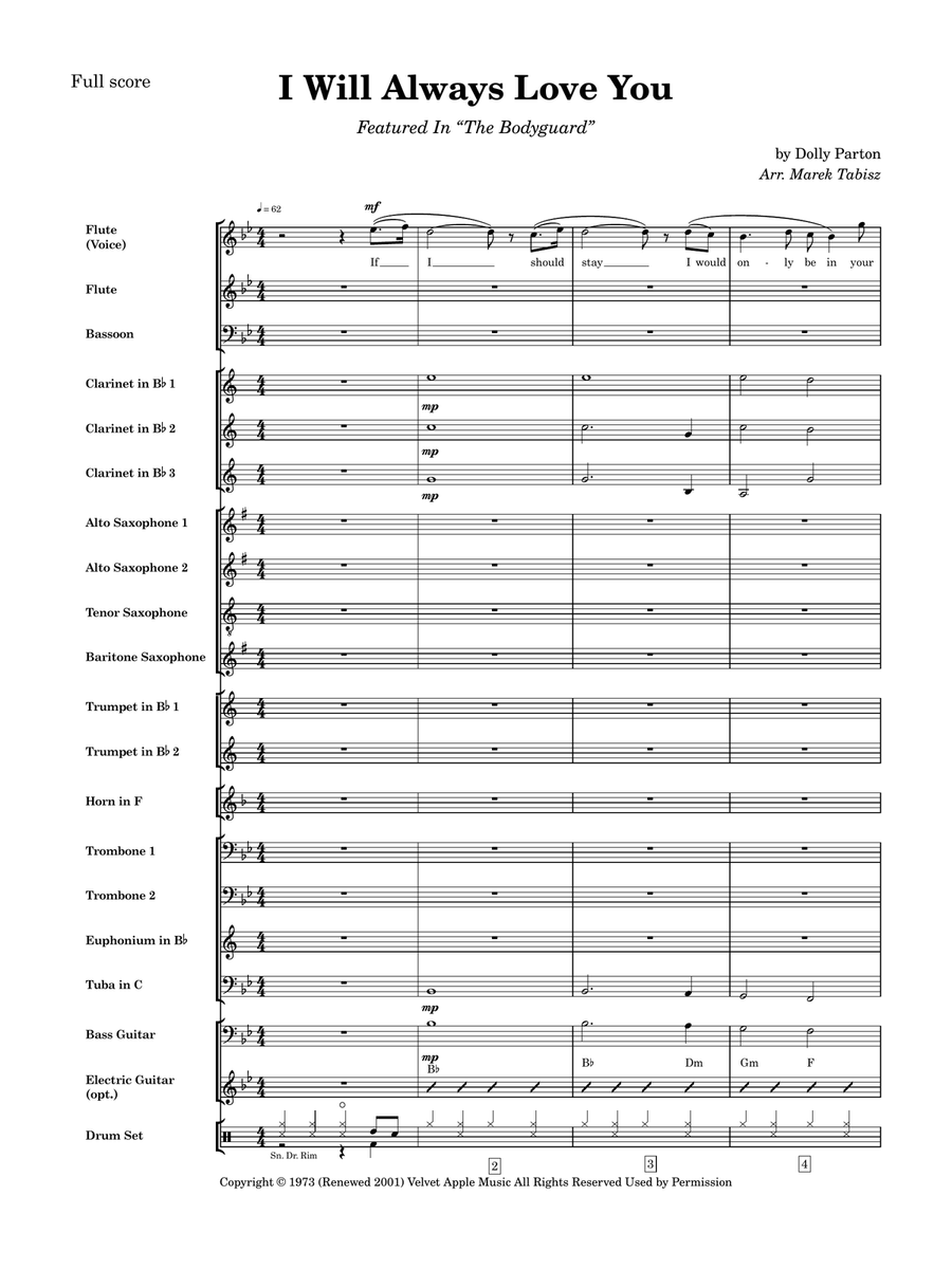 I Will Always Love You I Will Always Love You Concert Band scores gallery preview page 2