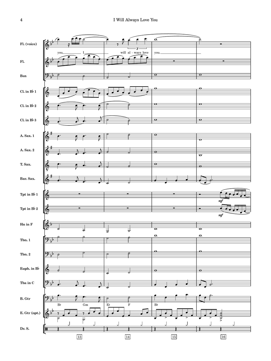 I Will Always Love You I Will Always Love You Concert Band scores gallery preview page 5