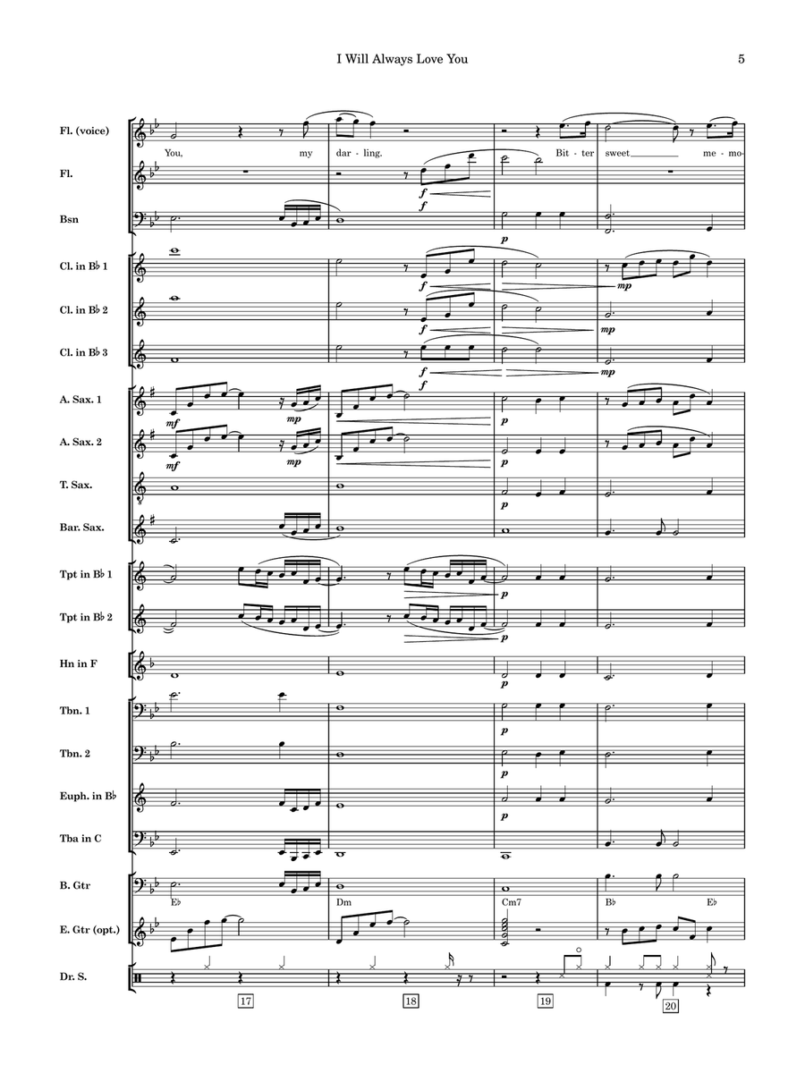 I Will Always Love You I Will Always Love You Concert Band scores gallery preview page 6
