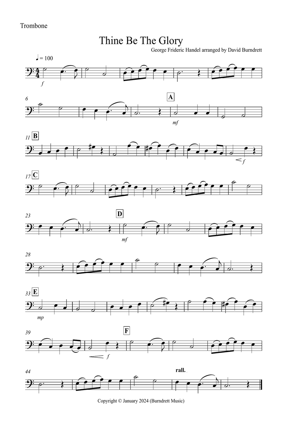 Thine Be The Glory for Trombone and Double Duet Trombone scores gallery preview page 3