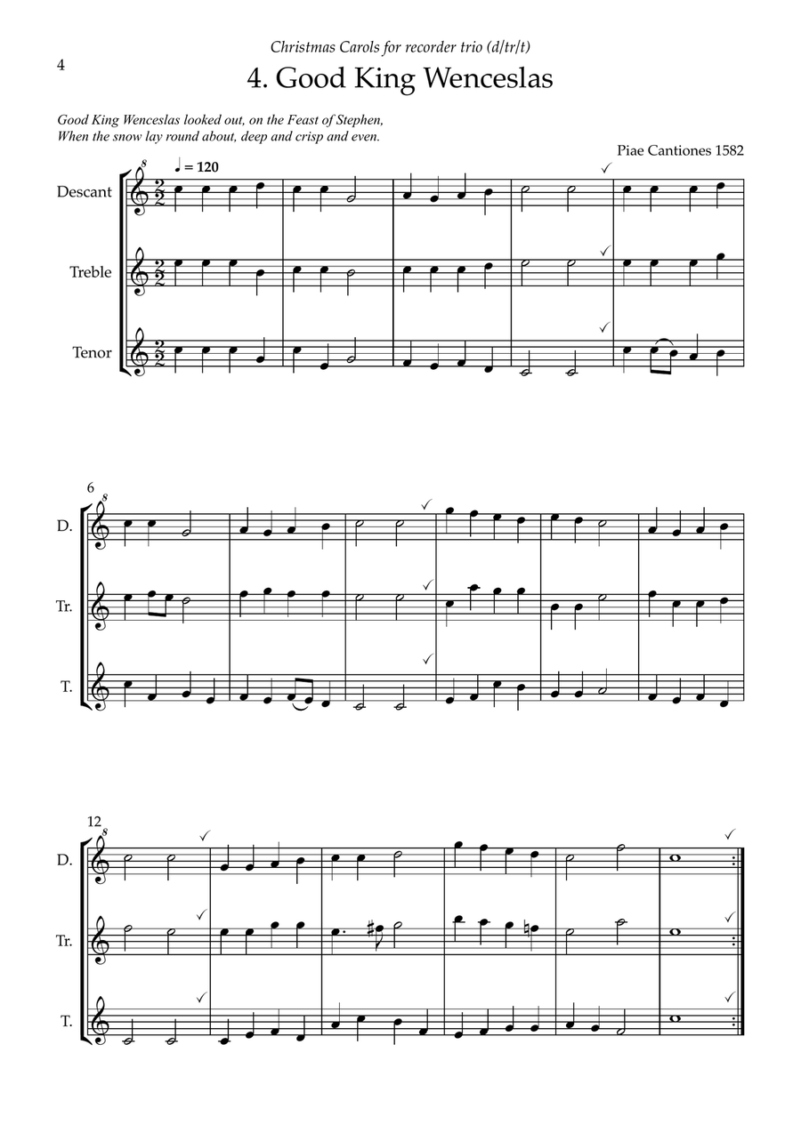Christmas Carols for recorder trio (d/tr/t/b) Soprano Recorder scores gallery preview page 6