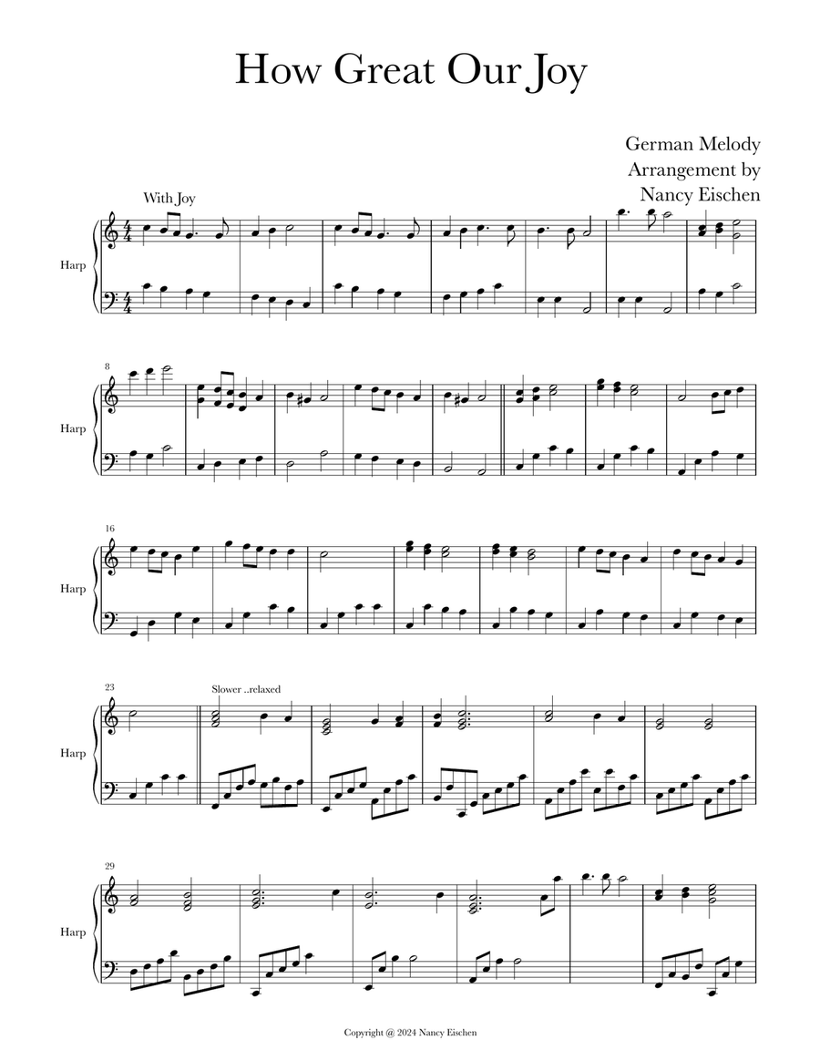How Great Our Joy Celtic Harp scores gallery preview page 1