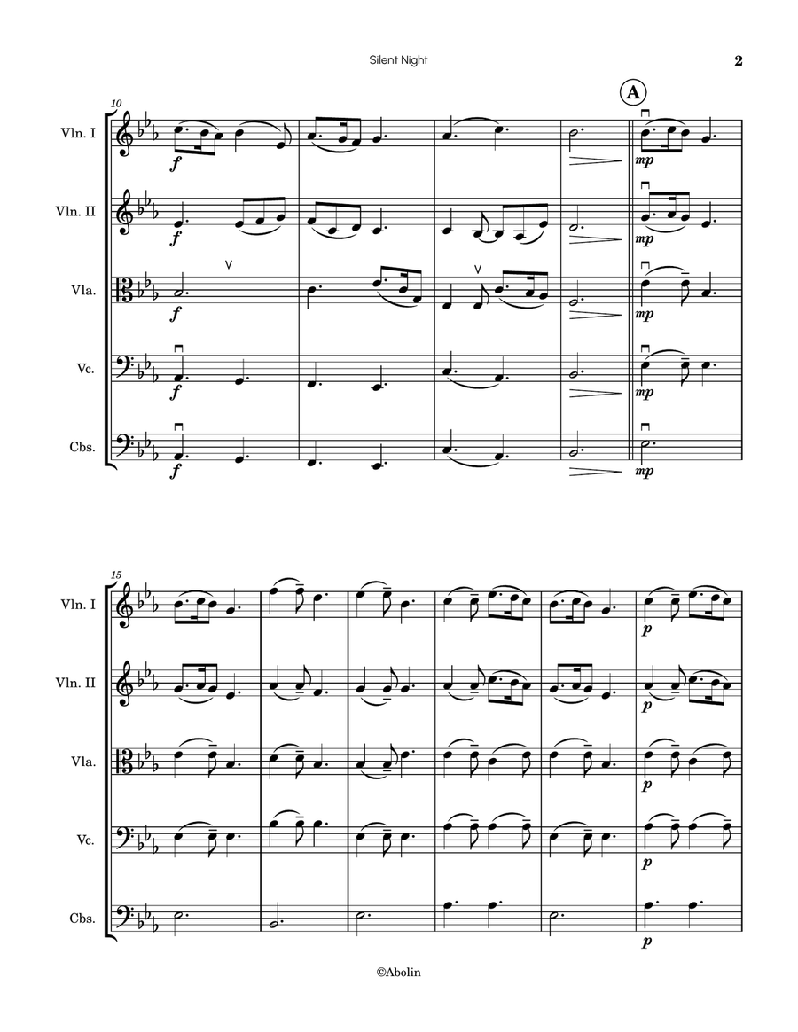 Silent Night - arr. for String Orchestra String Orchestra scores gallery preview page 3