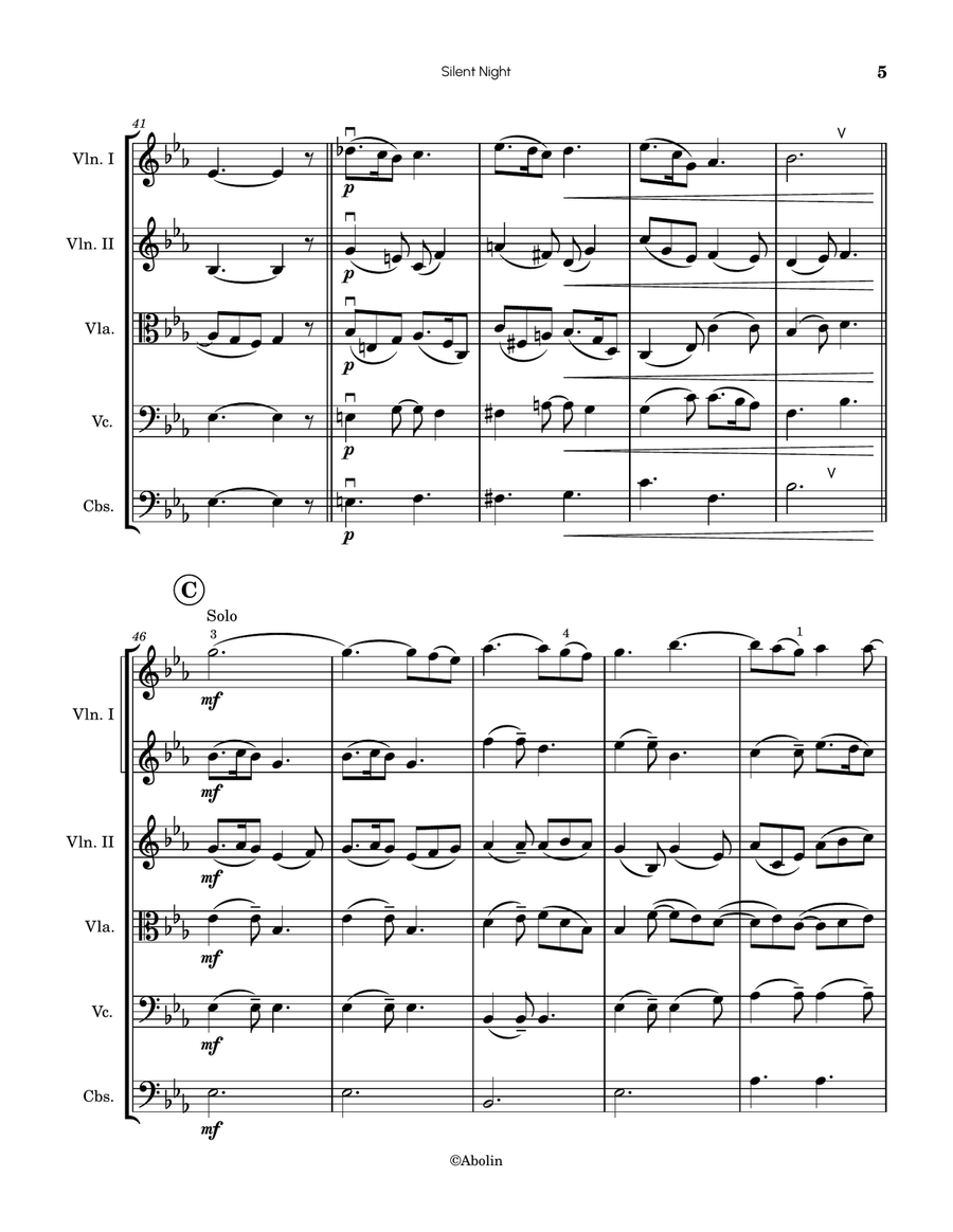 Silent Night - arr. for String Orchestra String Orchestra scores gallery preview page 6