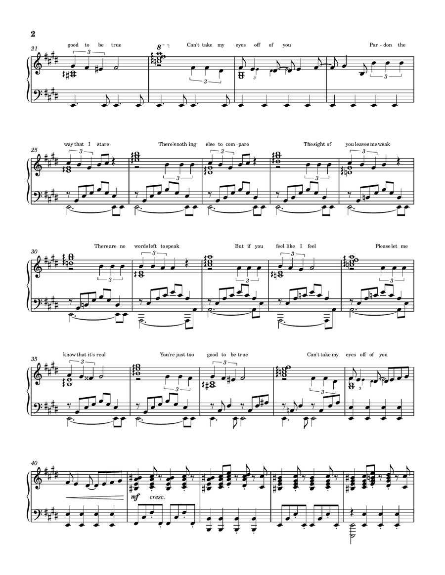 Can't Take My Eyes Off Of You Piano Solo scores gallery preview page 2
