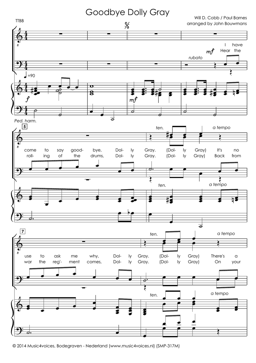 Goodbye Dolly Gray Goodbye Dolly Gray TTBB scores gallery preview page 4