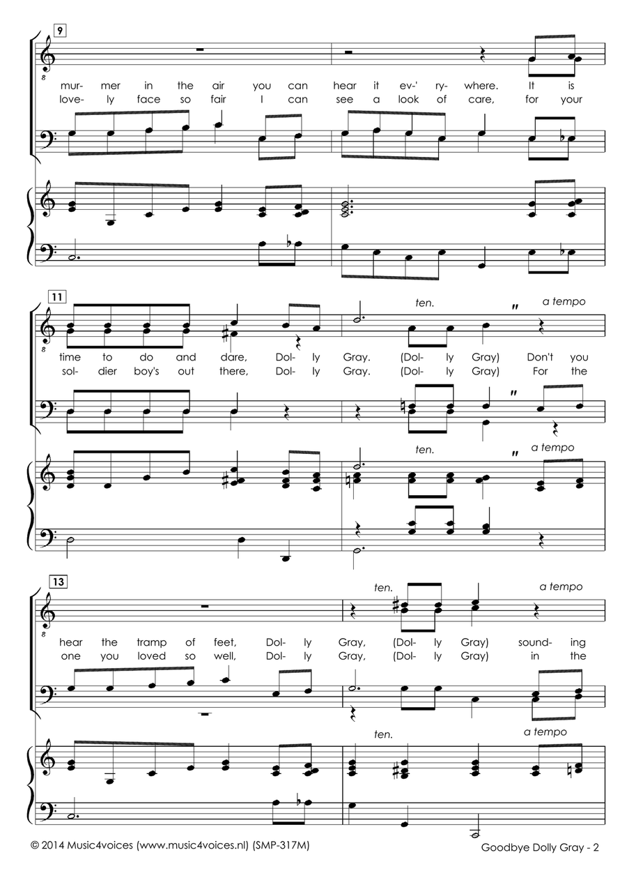Goodbye Dolly Gray Goodbye Dolly Gray TTBB scores gallery preview page 5