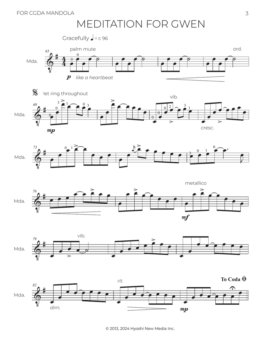 Two Mediations for Solo Mandola Chamber Music scores gallery preview page 3