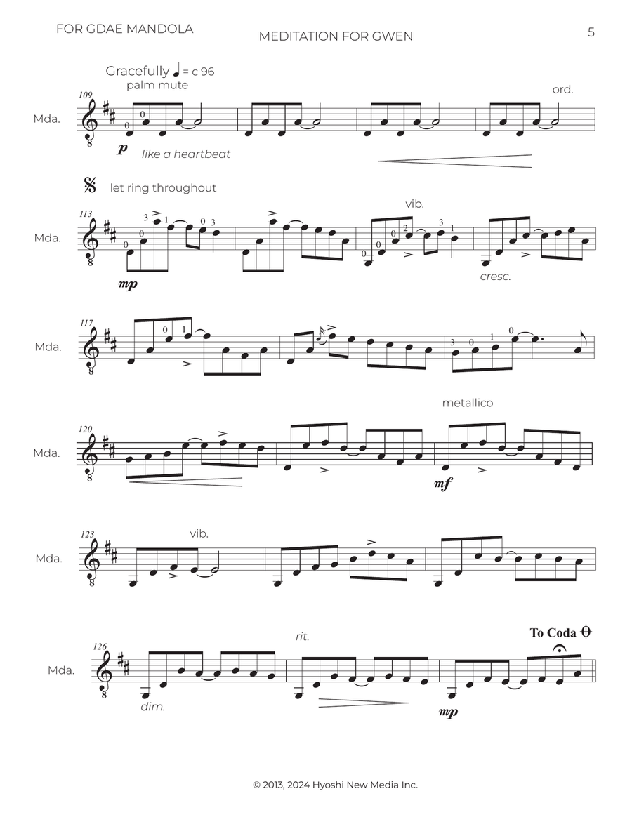 Two Mediations for Solo Mandola Chamber Music scores gallery preview page 5